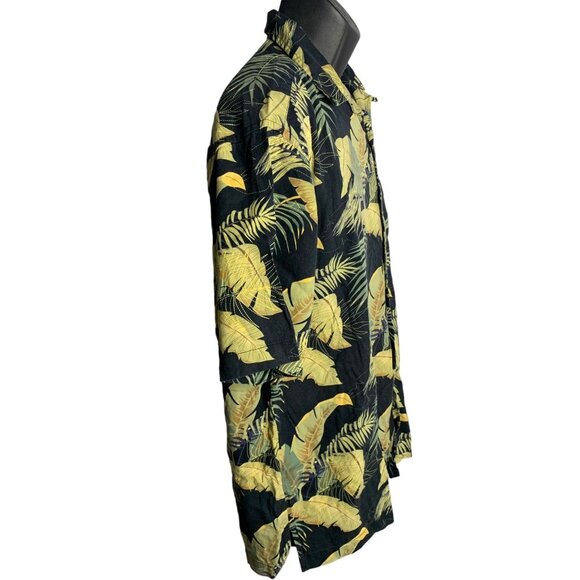 Vintage Trader Bay Hawaiian Camp Shirt L Black Floral Pockets Short Sleeves - Picture 5 of 6